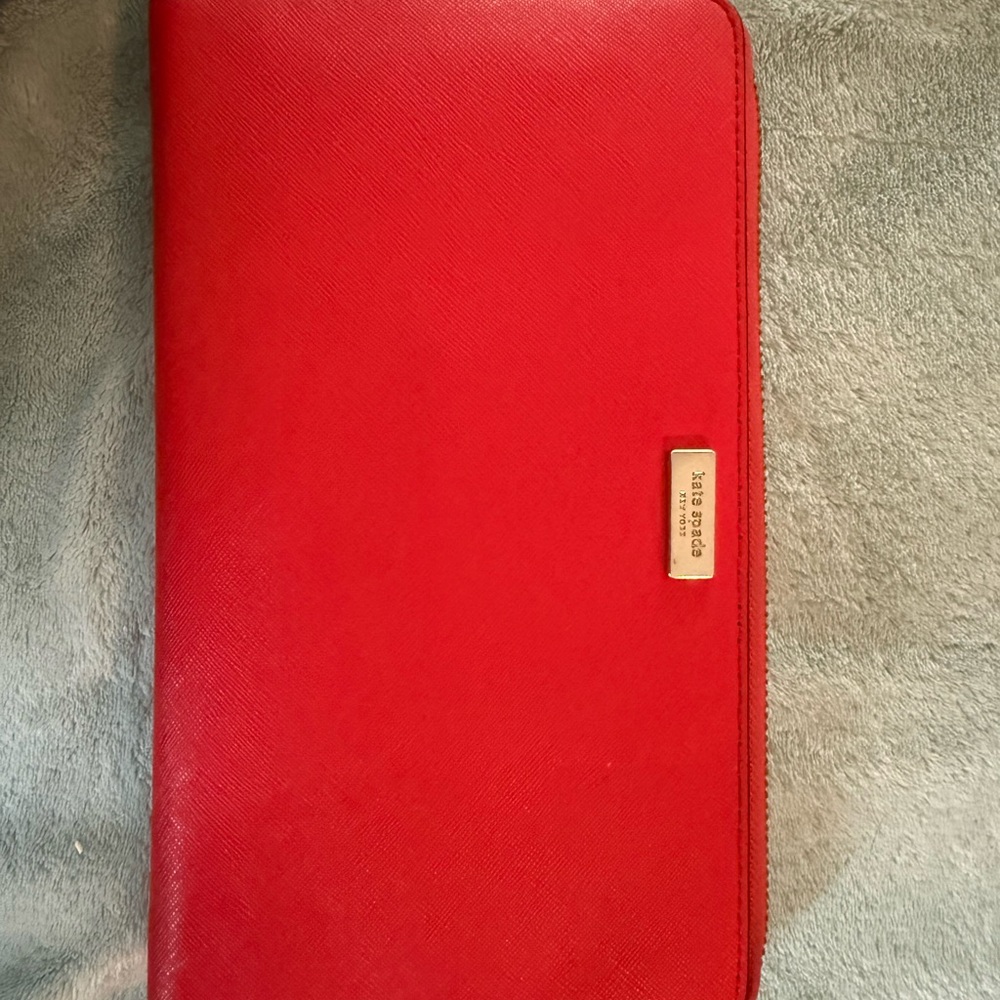 kate spade Red Zipper Tablet Folio Case with Gold Plaque